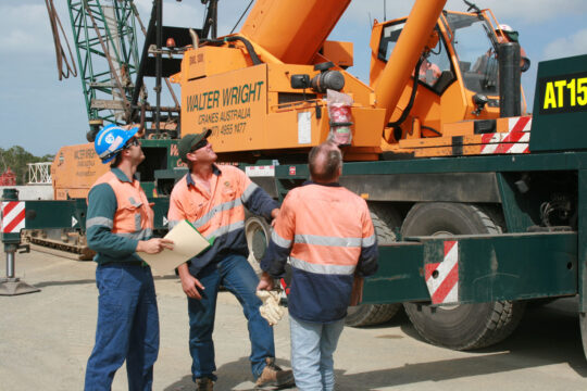 Engineers having a brainstorming on how to Lift plan Crane and Rigging at Field Engineers